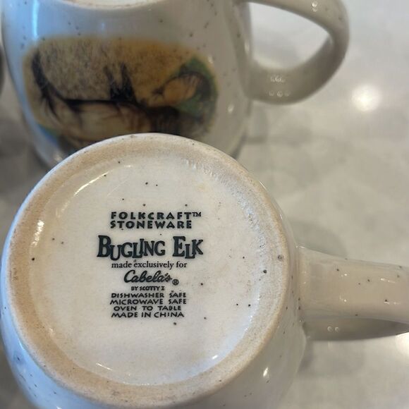 Cabela’s folkcraft  By Scotty Z, stoneware 4 coffee cups 2 elk. 2 whitetail. Fun - Picture 9 of 10